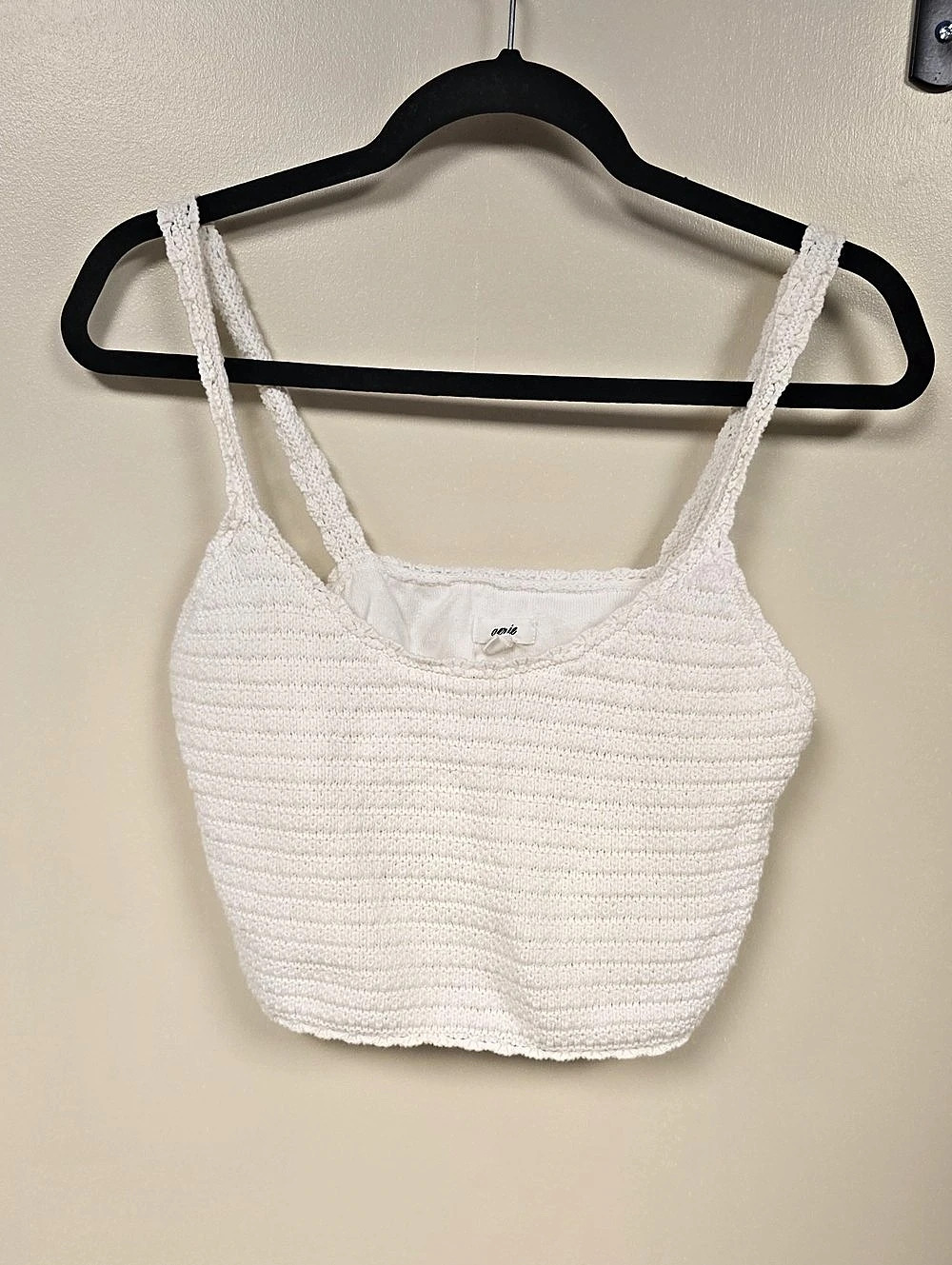 Aerie Crochet Crop Top Textured Knit White Size LARGE